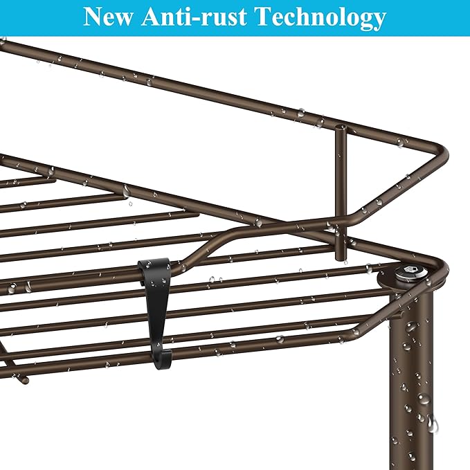 3 Tier Floor Standing Corner Shower Caddy Organizer Shelf with Hooks, Bathroom Shelves Stand Rack, Bronze