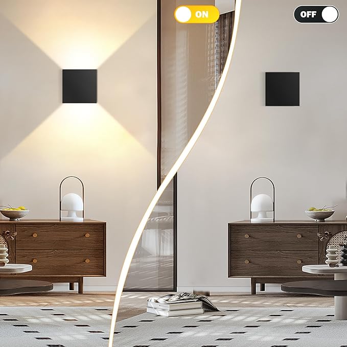 Modern LED Wall Sconce, 3000K Warm White Up & Down Wall Light for Bedroom, Wall Lamp with Adjustable Angle, Black Minimalist Design for Living Room, Bedroom, Hallway, Corridor (1 Pack)