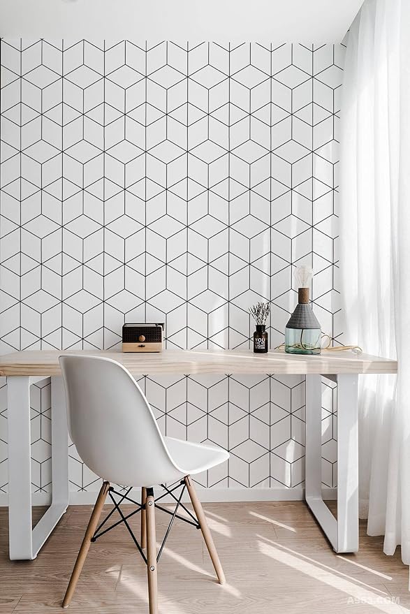 393"x17.3" Wallpaper Geometric Peel and Stick Wallpaper White and Black Contact Paper Stripe Wall Paper Self-Adhesive Removable Wallpaper for Wall Covering Vinyl Rolls