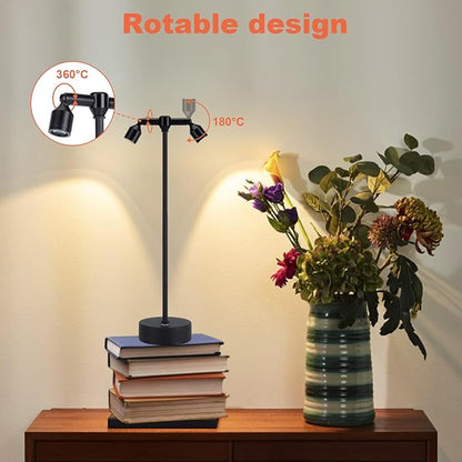 IMAGE Rechargeable Cordless Spotlight, Table Spotlight Accent Lighting for Plants Pictures Artwork Jewelry Showcase Model Display Shelves Cabinet Table Lamp for Home Restaurant Dinner Bar Warm White