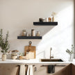 17x6.8x2 Inch Rustic Floating Shelves for Wall Set of 2 - Black Solid Wood Wall Mounted Shelves with Invisible Bracket, Compact Design for Farmhouse Living Room Bedroom Kitchen Decor