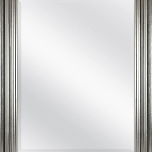 MCS Ezra 22.66x28.66 Large Wall Mirror, Brushed Nickel & Beveled Detail Mirror, Vertical & Horizontal Wall Hanging Mirror for Bathroom, Bedroom & Livingroom