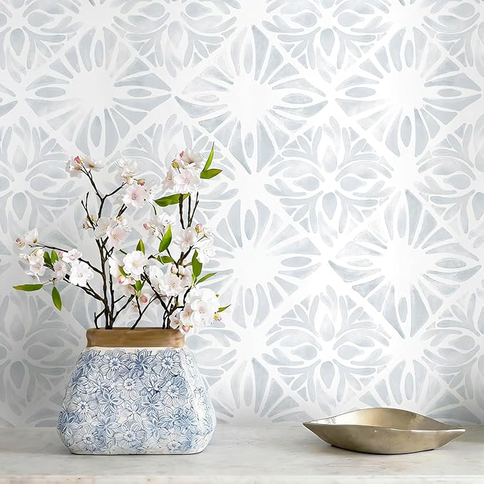 Blue Wallpaper Coastal Peel and Stick Wallpaper Boho 197