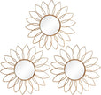 3 Pack Metal Mirrors for Wall Sunburst Wall Mirrors Home Décor Decorative Hanging Wall Art for Living Room Bedroom Entryway (Rose Gold2, Flowers)