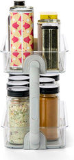 madesmart Tiered Spice Organizer, 8 Jars for Kitchen Essentials, Vertical Storage for Salt, Pepper, Cayenne, Soft-Grip Lining, Dual Handles, Grey