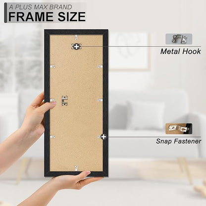 A PLUS MAX 8x20 Picture Frame Set of 3, Black Engineered Wood Frame for 8 x 20 Inch Picture Poster Photo, Light Weight 8 by 20 Frame with Wood-grain for Wall - 3 Pack/Black/8"x20"