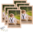 5x7 Picture Frame, OAK Wood Photo Frame with Perspex Glass for Vertical or Horizontal Tabletop Wall Display for Photos, Paintings, Posters, Artwork, Birthday Christmas Gift, Set of 6