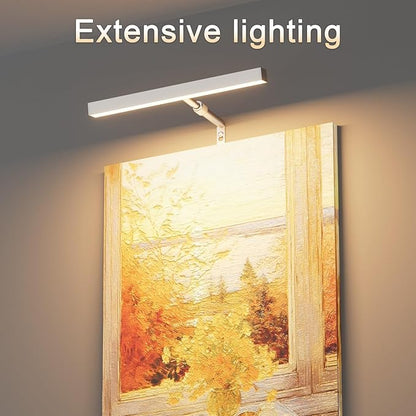 4W Plug in Picture Light for Paintings with Remote Control, 12" LED Art Display Lighting for Gallery, Dartboard, Artwork, Nickel Wall Mounted Picture Frame Light