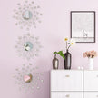 Uaussi 3 Pack Crystal Sunburst Wall Mirror Décor Rhinestone Mirrors Decorative Home Wall Art for Living Room Bedroom Entryway(Flower+Sunburst Silver)