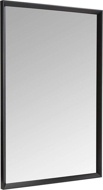 Amazon Basics Rectangular Wall Mount Mirror for Bedroom, Bathroom, Living Room, Entryway, 24" x 36", Peaked Trim, Black, Hangs Horizontally or Vertically
