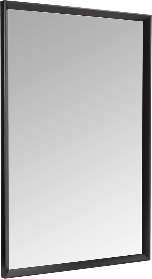 Amazon Basics Rectangular Wall Mount Mirror for Bedroom, Bathroom, Living Room, Entryway, 24" x 36", Peaked Trim, Black, Hangs Horizontally or Vertically