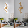 LED Wall Sconces Indoor, 12W LED Wall Mount Lights, Modern Spiral Wall Lamp, 6000K Cold Light Fixture for Stairs, Living Room, Bedroom, Aisle, Hallway (Cold White, Gold)
