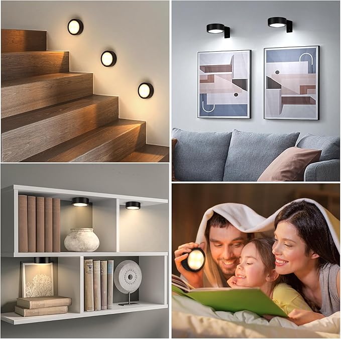 2-Pack Picture Light Battery Operated with Remote, LED Painting Lights, Dimmable and Timer Painting Light, Art Display Light for Picture Frame Artworking Portrait, Home Wall Decor Black display light