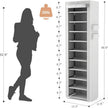 VTRIN Vertical Narrow Shoe Rack Organizer Tall Shoe Rack for Closet Entryway 10 Tier Non-Woven Cover Shoe Shelf Holds 20-22 Pairs Free Standing Shoe Storage Cabinet with Dustproof Cover, Multi Color