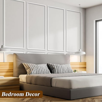 Pangda Peel and Stick Wall Molding Kit, 3D Premade Accent Molding Wainscoting Panel for Interior Wall Moulding Decor, Ready to Assemble Wainscoting Accent Panel(10 Set,24 x 54 in)