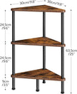 HOOBRO Corner Shelf Stand, Industrial 3-Tier Corner Bookshelf with Metal Frame, Plant Display Shelf, Small Bookcase for Small Spaces, Living Room, Rustic Brown and Black BF30CJ01