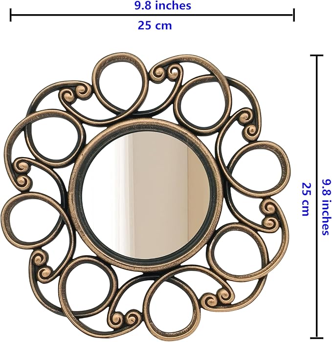 Retro Gold Mirrors for Wall Pack of 3. Round Mirrors. Decorative Mirrors.Wall Mirrors for Decor Home Decor.Plastic Frames.Glass Mirrors.Make Old Gold Color.