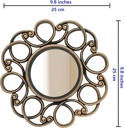 Retro Gold Mirrors for Wall Pack of 3. Round Mirrors. Decorative Mirrors.Wall Mirrors for Decor Home Decor.Plastic Frames.Glass Mirrors.Make Old Gold Color.