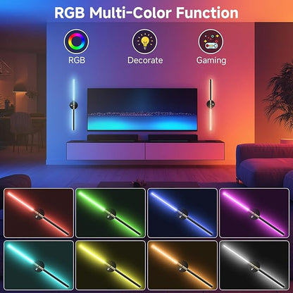 Wall Sconces with 360°DIY Independently Rotatable Lamp,10000mAh Rechargeable Battery Operated,Wireless Magnetic Wall Lights with Remote,RGB Colors&Dimmable,Wall Decor for TV/Mirror,Bedroom,Staircase