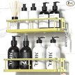 YASONIC Shower Caddy Adhesive, No Drill Bathroom Shower Organizers, with Removable Hooks, Rust Proof Shower Shelves, Wall-Mounted Shower Holder, 2 Pack Gold