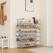 6 Tier Shoe Rack Storage for 24-30 Pairs Shoe and Boot, Shoe Organizer with Hook and Side Pocket Free Standing Long Shoe Shelf Tall Shoe Rack Organizer for Closet, Entryway, Dorm, Grey