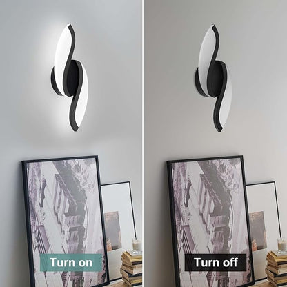 ADISUN Modern LED Wall Light, 14 Inch Indoor Wall Sconces, Acrylic, Hardwired, 6000K Cold White Light, Wall Lamp for Bedroom Bedside Hallway Stairway Wall Light Fixtures(Black)