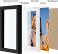 Vittanly 5x7 Picture Frame Set of 4, Display Pictures 4x6 with Mat or 5x7 without Mat, Engineered Wood with Shatter Resistant Plexiglass, Small Photo Frames for Wall or Tabletop Display, Black