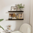 fuqing 30 Inch Floating Shelves for Wall - 9.3 Inch Deep Natural Wood Shelves Set of 2-30W x 9.3D x 1.6H Wall Mounted Shelves with Upgraded Metal Brackets for Room Wall