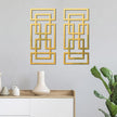 2 Piece Gold Rectangular Wall Mirrors, 15.7×7 Inch Geometric Wooden Frame Acrylic Wall-Mounted Modern Mirror Decor for Bathroom Bedroom Living Room Office Farmhouse Home Decorations
