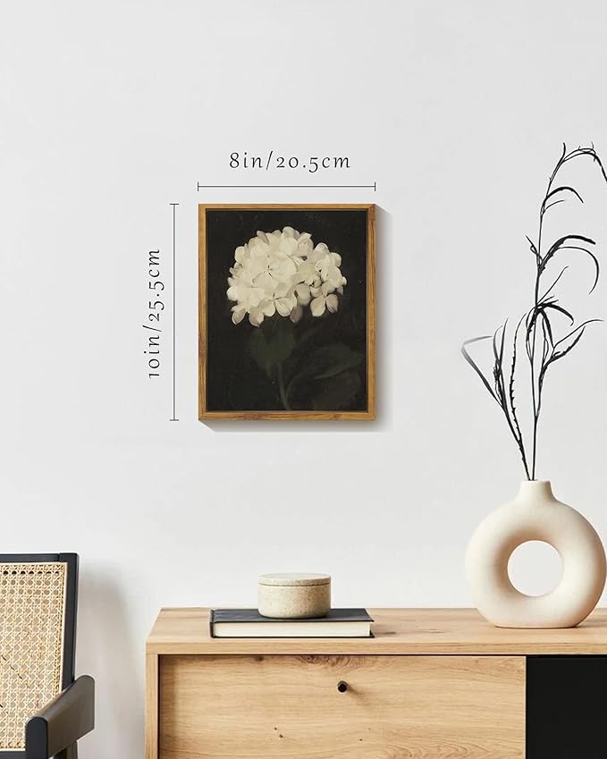 SHENIFY 8x10in Retro Hydrangeas Ball Wall Home Decor Flower Classic Prints Kitchen Bathroom Office Decor - Natural Framed