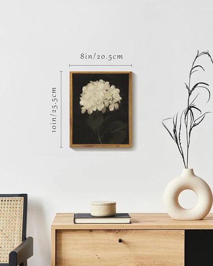 SHENIFY 8x10in Retro Hydrangeas Ball Wall Home Decor Flower Classic Prints Kitchen Bathroom Office Decor - Natural Framed