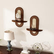 Wooden Arched Floating Shelf - Boho Decor Wall-Mouted Shelves Book Display Rattan Shelf for Bedroom Living Room Bathroom Nursery Home Office 14.5