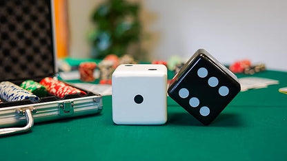 Jumbo Dice Decor, Set of 2, Natural Wood Decorations with Black and White Colors, Trendy Home Interior Centerpieces for Tables, Mantles, and Shelves