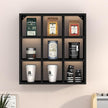 Helsin 9 Grid Vintage Coffee Mug Display Rack, 16inch Wall Mounted Wooden Curio Shadow Box Shelf, Cup Floating Shelves Display and Organizer (Black)