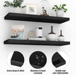 Floating Shelves (Set of 2) – Wall Mounted Shelves for Home Décor and Storage, Natural Pine Wood, Suitable for Living Room and Bedroom (Black, 23.6