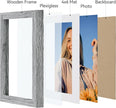 Vittanly 5x7 Picture Frame Set of 4, Display Pictures 4x6 with Mat or 5x7 without Mat, Engineered Wood with Shatter Resistant Plexiglass, Small Photo Frames for Wall or Tabletop Display, Grey