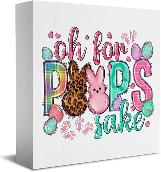 Rustic Easter Decor Peeps Decorations Easter Table Decor Wooden Box Sign for Home Office Bedroom Living Room Desk Shelves