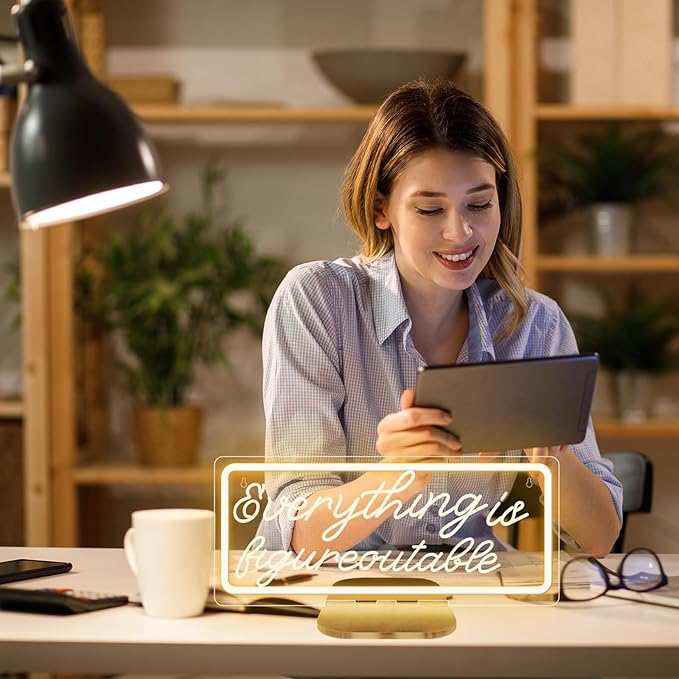 Everything is Figureoutable Sign,Home Office Decoration Sign,Office Wall Decor Inspirational Sign With Stand For Shelf Table,Home Cubicle,Cheer Up Gifts for Friends Coworker