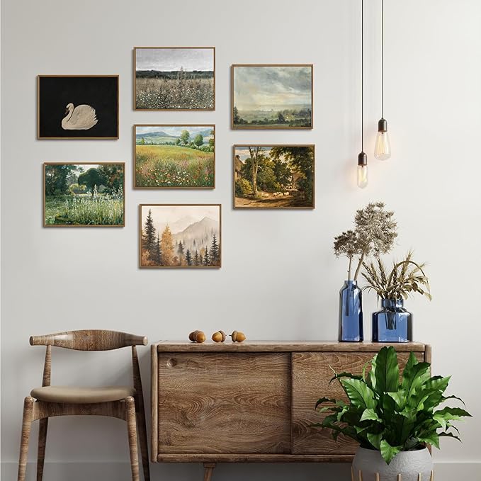 OIQArtOIQ Vintage Framed Wall Art Moody Grace Swan Canvas Art Prints Rustic Farmhouse Pictures Wall Decor Modern Cottagecore Paintings Artwork For Bedroom Kitchen Bathroom Office Living Room