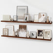 Picture Ledge Shelf | 55 Inch Wood Floating Shelves Set of 2 | Dark Wood Wall Shelves with Lip | Picture Shelf for Wall with Ledge | Photo Ledge Shelves