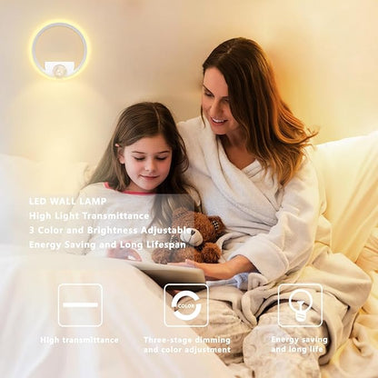 OUQI Wall Sconce with 4 Color Temp and Brightness, Hardwired Wall Mounted Light, Indoor Modern LED Wall Light Fixture for Bedroom Living Room Hallway Bathroom