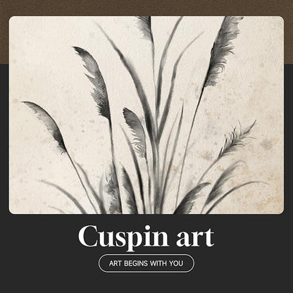 Framed Vintage Botanical Wall Art, 4 Piece Neutral Rustic Boho Floral Canvas Painting Prints for Modern Farmhouse, Black and White Flower Pictures for Living Room Bedroom Dining Room Wall Decor, 12x16