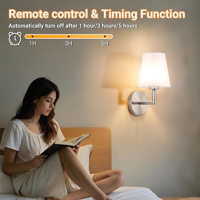 Battery Operated Wall Sconces Set of 2, Wireless Wall Light with 10000mAh RGB Dimmable Magnetic Bulb, Rechargeable Wall Sconce with Remote Control for Bedroom Living Room
