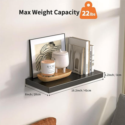 Floating Shelves for Wall - All-Metal Construction Heavy Duty Bathroom Shelves, Floating Shelves Rustproof & Waterproof, Wall Mount Shelves for Bathroom, Kitchen, Bedroom, Office (2 Pack)