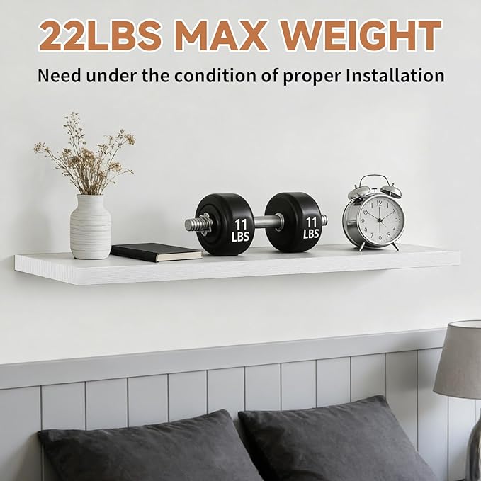 Floating Shelves Set of 3, 15.7 Inch Wall Mounted Wooden Shelf, Small Hanging Shelf for Room Decor, Books and Storage, Save Storage for Bedroom, Living Room, Bathroom, White