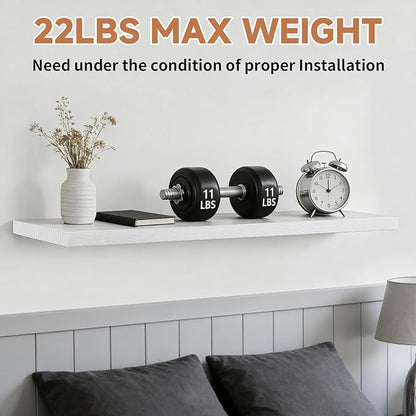 Floating Shelves Set of 3, 15.7 Inch Wall Mounted Wooden Shelf, Small Hanging Shelf for Room Decor, Books and Storage, Save Storage for Bedroom, Living Room, Bathroom, White