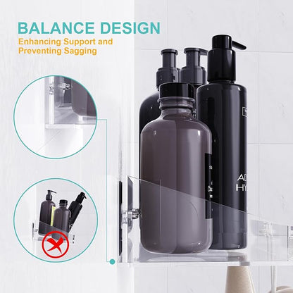 Adhesive Shower Caddy, 5 Pack Acrylic Shower Shelves Bath Organizers With Large Capacity, No Drilling Shelves for Bathroom Storage
