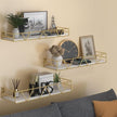 Floating Shelves Set of 3, Home Wood Wall Shelf, Farmhouse Shelf for Bedroom, Wall Mounted Floating Shelf for Living Room, Bedroom, Bathroom, Kitchen, Office (Gold)