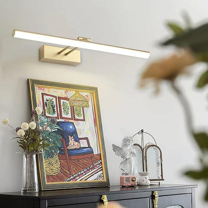 Battery Operated Picture Light,5200mAh Picture Lights for Wall with Remote,16 inch Art Light for Paintings, Gallery Lighting for Photo,Mirror,Artwork Frame,Portrait(Gold)