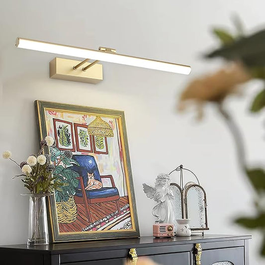 Battery Operated Picture Light,5200mAh Picture Lights for Wall with Remote,16 inch Art Light for Paintings, Gallery Lighting for Photo,Mirror,Artwork Frame,Portrait(Gold)